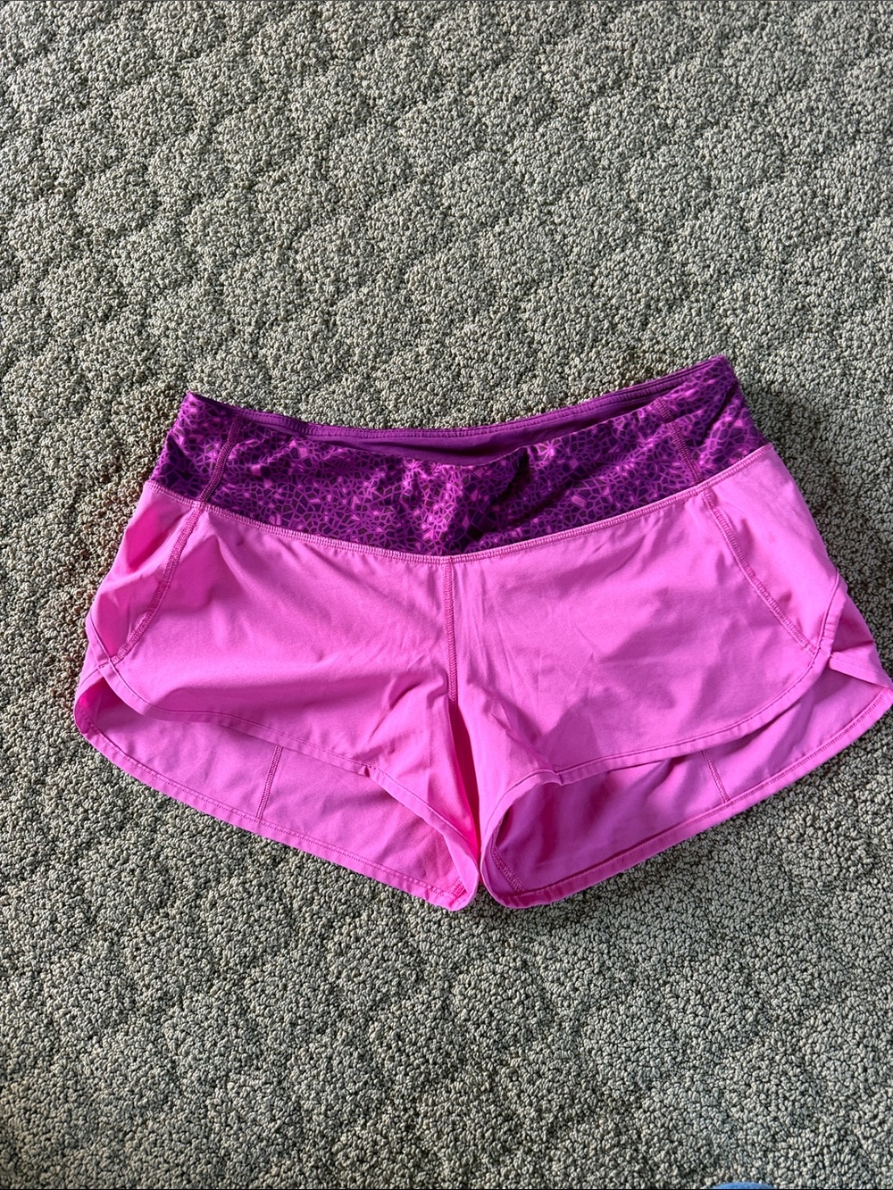 lululemon athletica Hot Pink Shorts with Purple Patterned Waistband